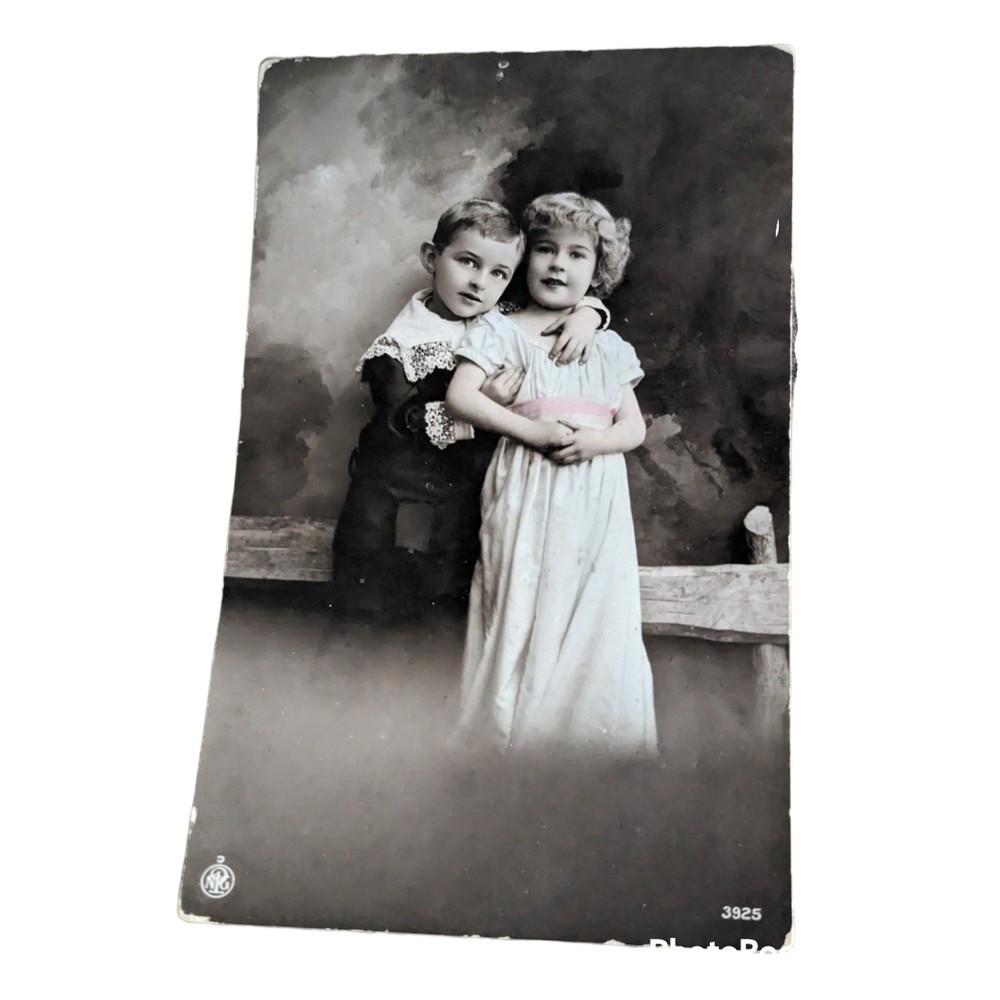 Vintage Postcard Dutch Young Boy Girl Love Romantic Amsterdam 3925 NG 1916 RPPC